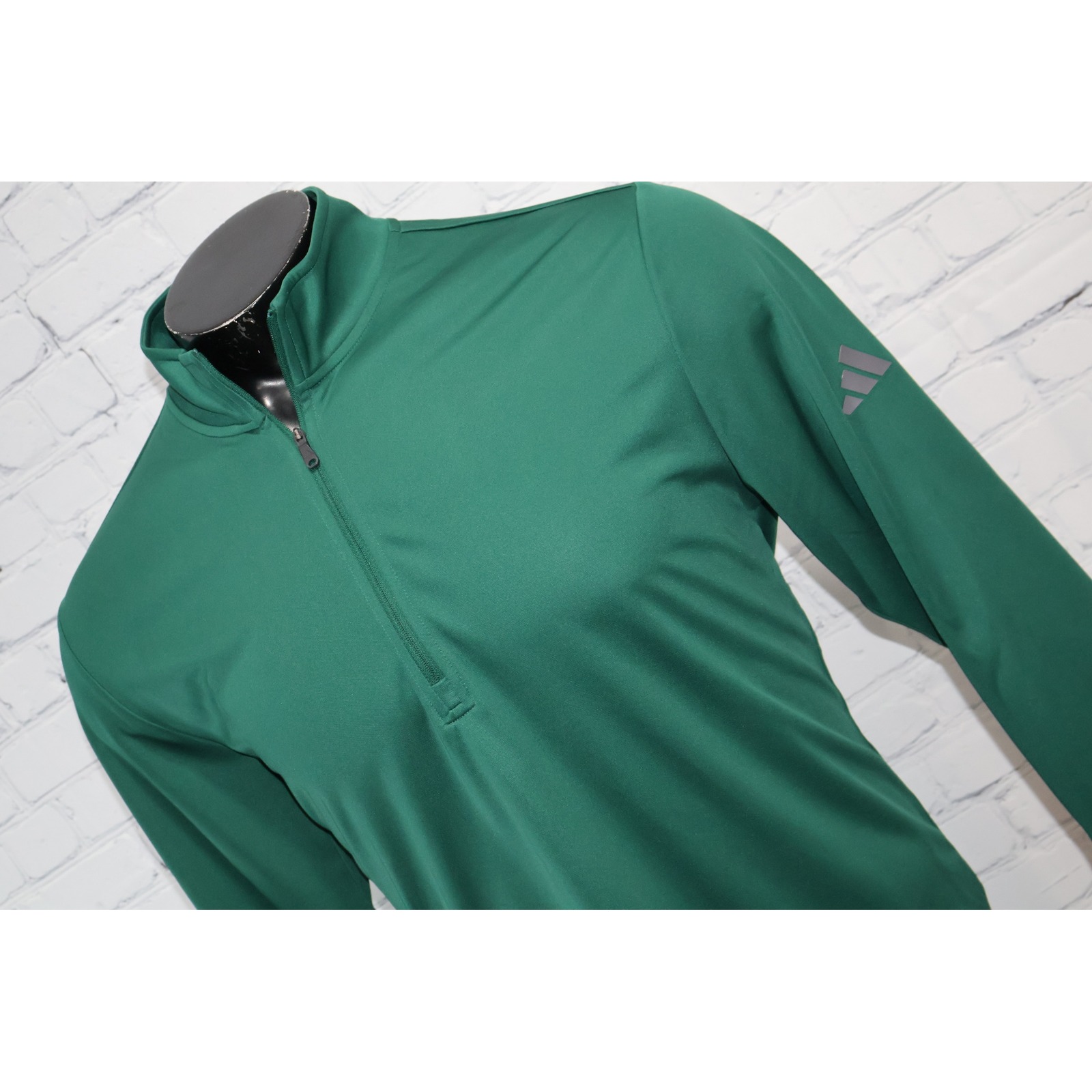 Adidas 1/4 Zip Pullover Shirt Mens Medium Green Performance Long Sleeve Gym Golf